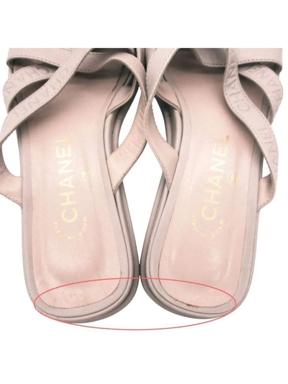 Chanel Sandals Leather Logo Cross Belt Strap Shoes Gray Green
